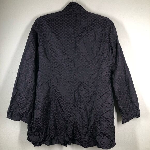 Sun Kim Boyfriend Jacket Crinkle Blazer Black Purple Lagenlook Chore Coat Small - Picture 5 of 8